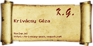 Krivácsy Géza névjegykártya