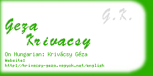geza krivacsy business card