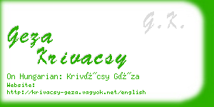 geza krivacsy business card